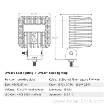 Spot Light Work Light Combo Lamp for Motorcycle